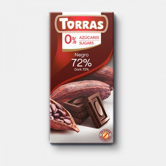 Chocolat noir 70% sans sucre ajouté VALOR 125g.