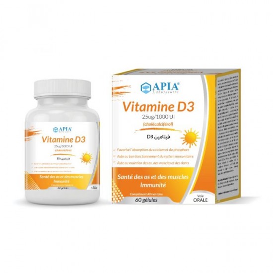 Vitamine D3 60 Gélules APIA