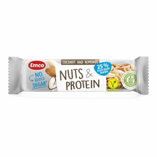 Emco Barre Protéinée Noix de Coco & Amandes Sans Sucres Ajoutés 35g