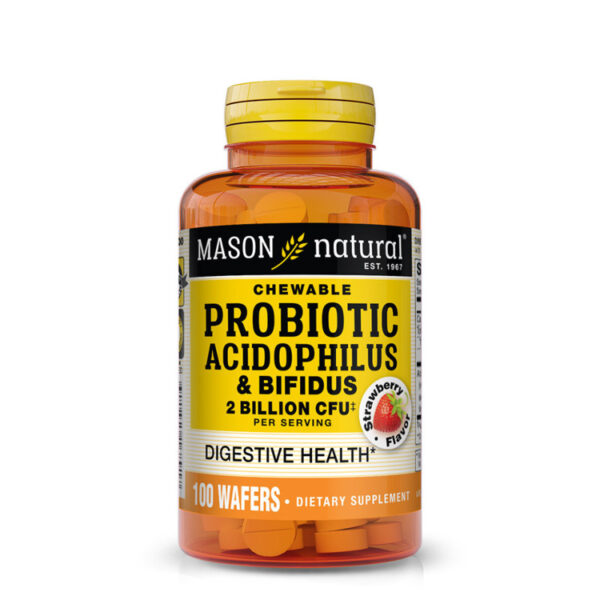Mason Natural Probiotic Acidophilus With Bifidus 2 Billion CFU Chewable Wafers100 Comprimés