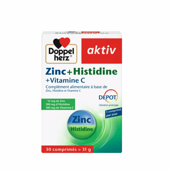 DoppelHerz Aktiv Zinc + Histidine + Vitamine C 30 Comprimés