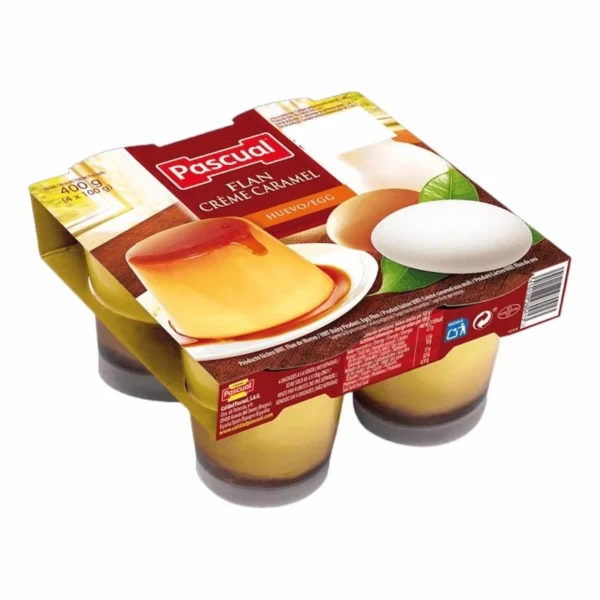 Pascual Flan Sans Gluten Crème Dessert Saveur Caramel Vanille 4 x 100g