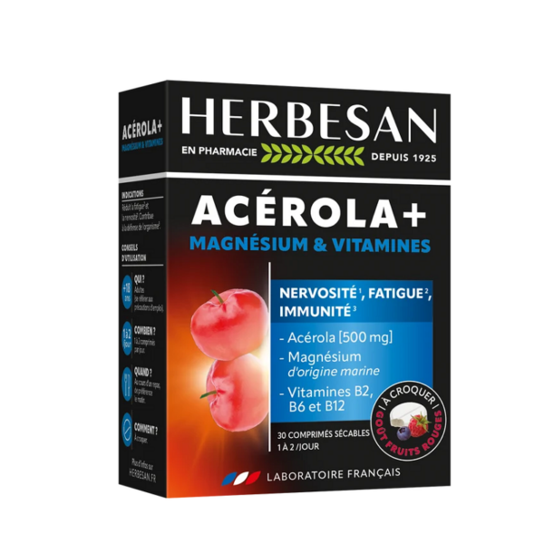 Herbesan Acérola Magnésium & Vitamines 30 Comprimés